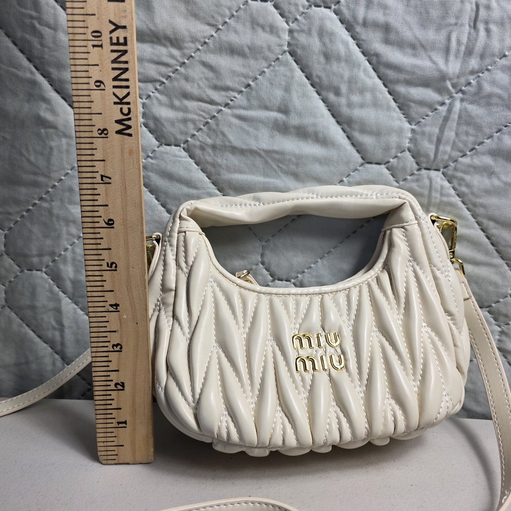 MIU MIU Wander Small White Nappa Leather Hobo Bag Nwt
And Authentic - Picture 6 of 9